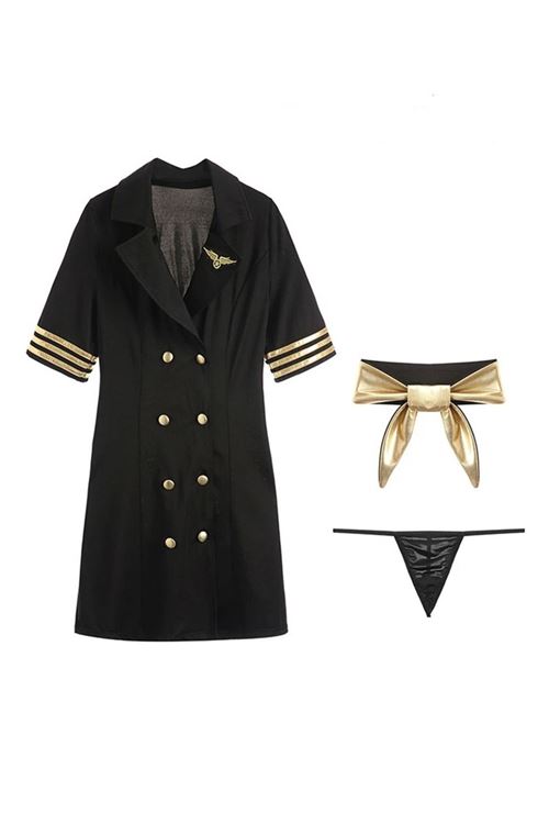 Kadın Seksi Pilot Hostes Kostümü