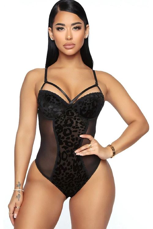 Kadın Seksi Leopar Desen Baskılı Babydoll