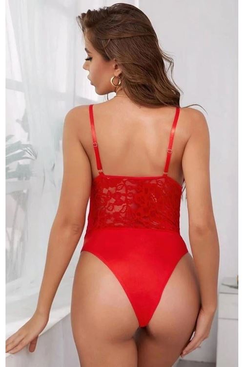 Kırmızı Gece Kıyafeti Gecelik Seksi Erotik Babydoll