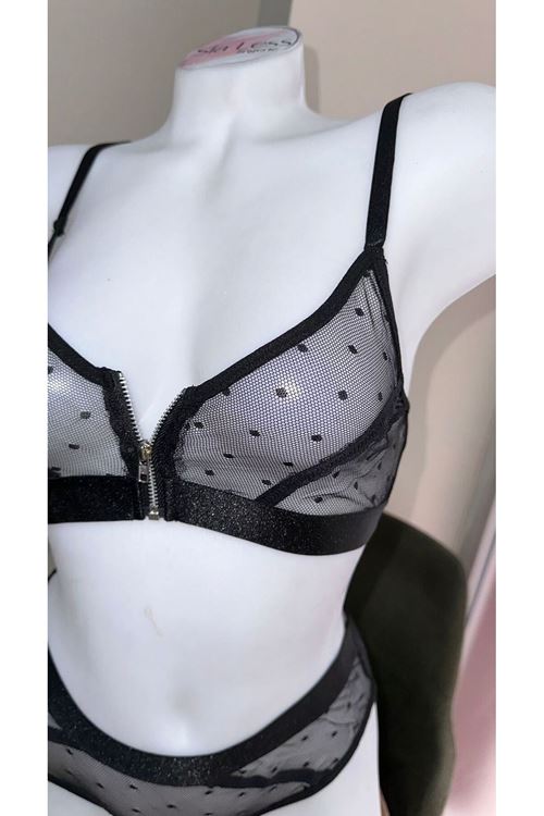 Kadın Puantiyeli Bralet Külot Takım Gecelik