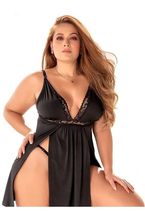 Kadın Büyük Beden Dantel Detaylı Yeni Sezon Fantezi Gecelik