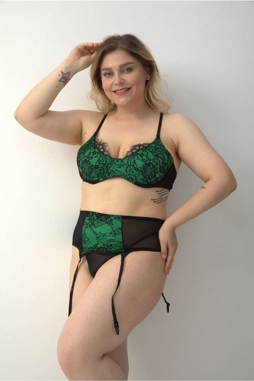 Büyük Beden Jartiyer Takım Balenli Fantezi Gecelik