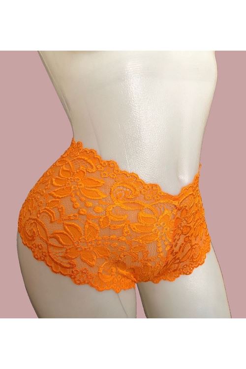 Kadın Turuncu Bağcık Detaylı Sexi Dantel Külot