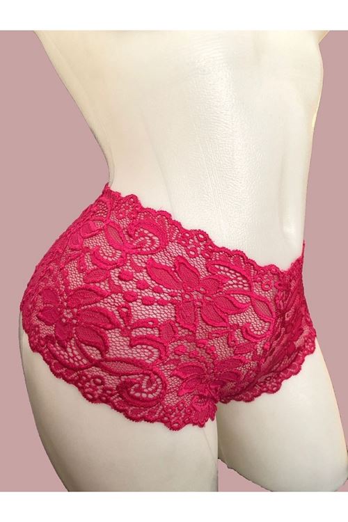 Kadın Fuşya Bağcık Detaylı Sexi Dantel Külot