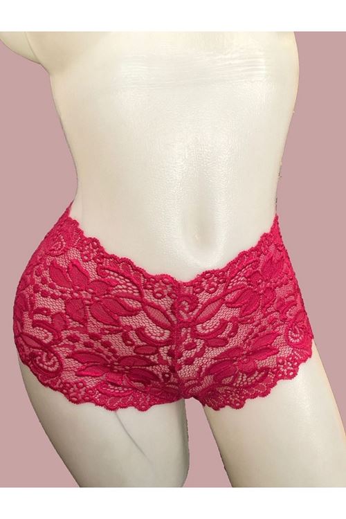Kadın Fuşya Bağcık Detaylı Sexi Dantel Külot