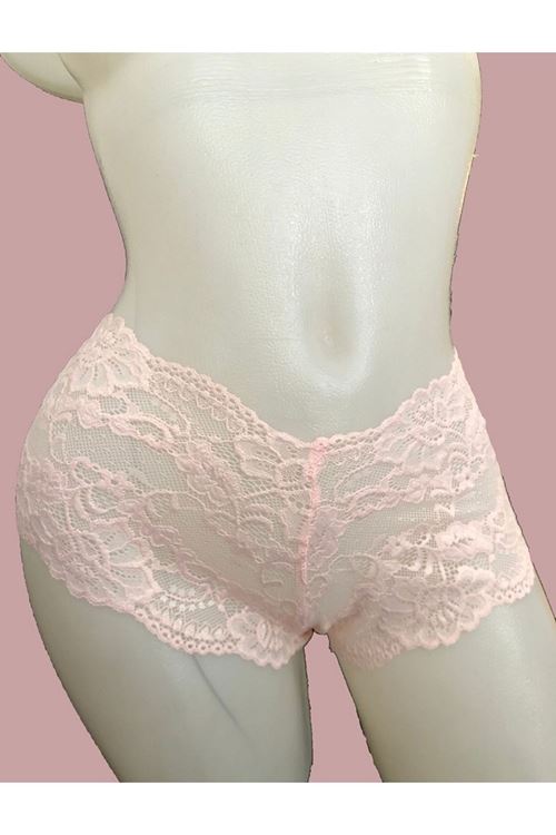 Kadın Pudra Bağcık Detaylı Sexi Dantel Külot