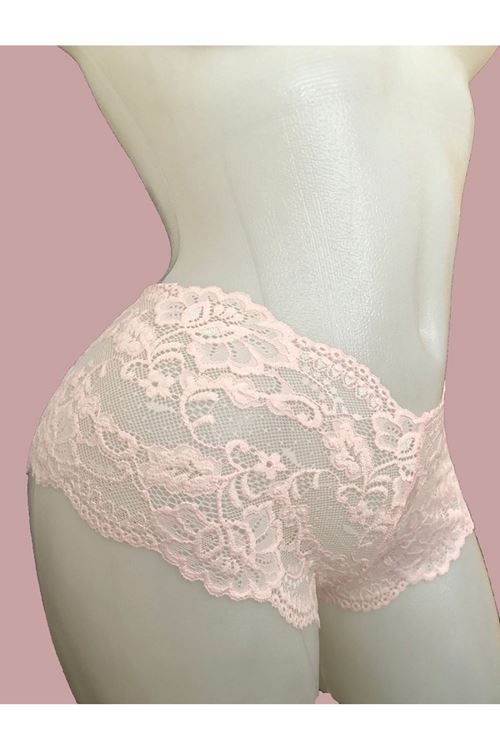 Kadın Pudra Bağcık Detaylı Sexi Dantel Külot