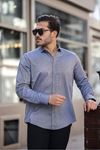 Erkek Büyük Beden Pamuk Şamre Kumaş Cepsiz Gri Renk Gömlek
