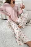Sia Less Toz Pembe V Yaka Pamuklu Pijama Takımı 7087