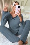 Sia Less Mavi Uzun Kollu Pamuklu Pijama Takımı 7111