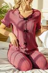 Sia Less Gül Kurusu Kısa Kollu Pamuklu Pijama Takımı 7109