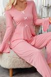 Sia Less Pembe Fiyonk Detaylı Günlük Pijama Takımı 7141
