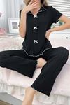 Sia Less Siyah Rahat ve Şık Siyah Pamuklu Pijama Takımı 7121