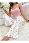 Sia Less Pembe Çiçek Desenli 3'lü Pijama Takımı 7705