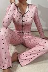 Sia Less Pembe Fiyonk Detaylı Kalpli Pijama Takımı 7171