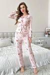 Sia Less Toz Pembe Fiyonk Desenli Yeni Sezon Pijama Takıı 7195
