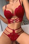 Sia Less Bordo Dantelli Sexy Tasarım Bralet Takım 16101