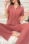 Sia Less Gül Kurusu Pamuklu Kısa Kollu Pijama Takımı 7155