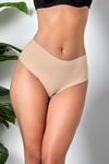 3'LÜ PAKET DİKİŞSİZ, İZ YAPMAZ, LAZER KESİM, YÜKSEK BEL SLİP KÜLOT CAPPUCİNO (MGP21263)
