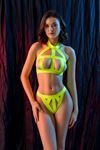 FANTEZİ LASTİK ŞERİT SÜTYEN KÜLOT TAKIM NEON SARI (MGP6641)