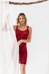 DEVORE TRANSPARAN BABYDOLL STRİNG TAKIM BORDO (31842)